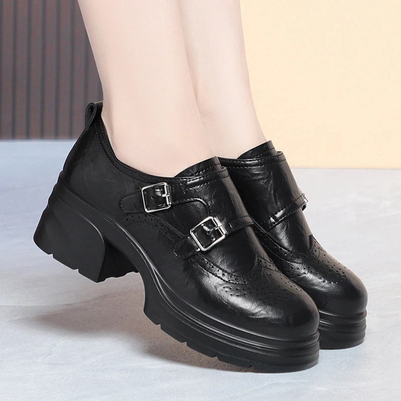 

Loafers Women's Thick-Soled Women's Single Shoes Spring Shoes Women's Soft-Soled Retro Small Leather Shoes British Style