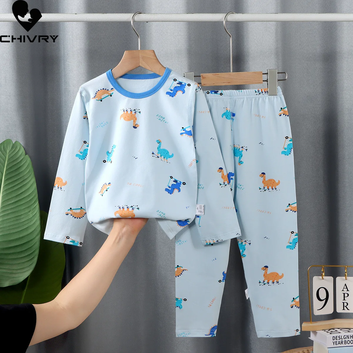 Pijama infantil de lycra, manga comprida, camiseta com gola em O com calça, conjuntos de roupas de dormir, meninos, meninas, bebês, crianças, outono, novo, 2023