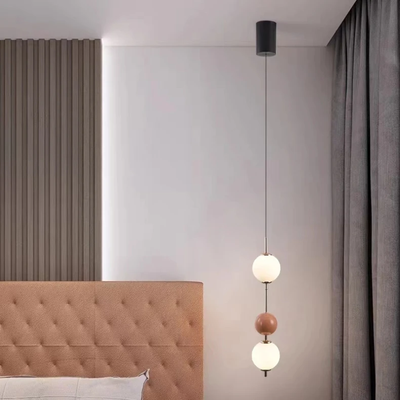 Colorful Ball LED Pendant Light White Glass