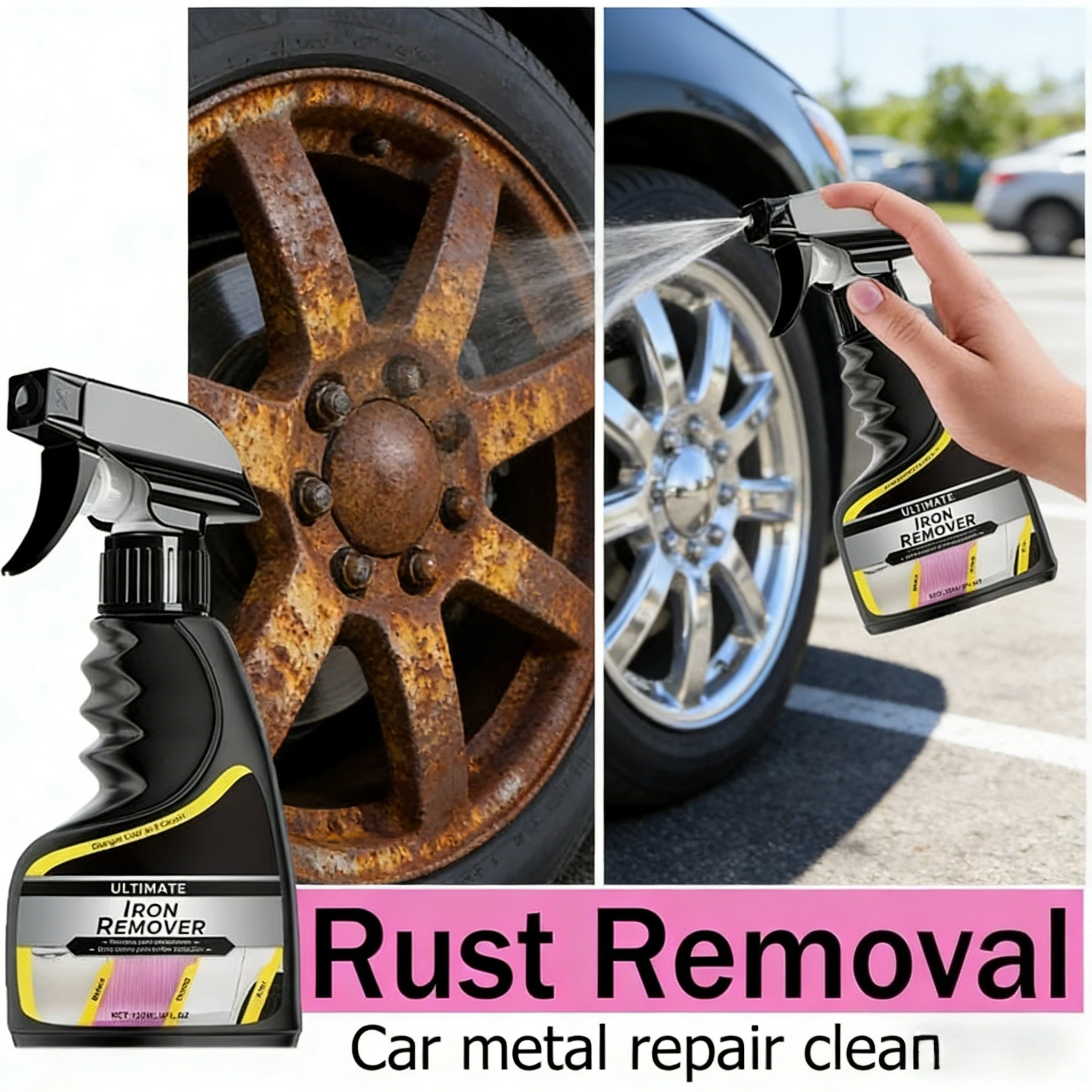 Car Quick-care Rust Remover Spray, Car Exhaust Pipe Rust Remover, Car Wheel Rim Rust Remover, Metal Powder Cleaner
