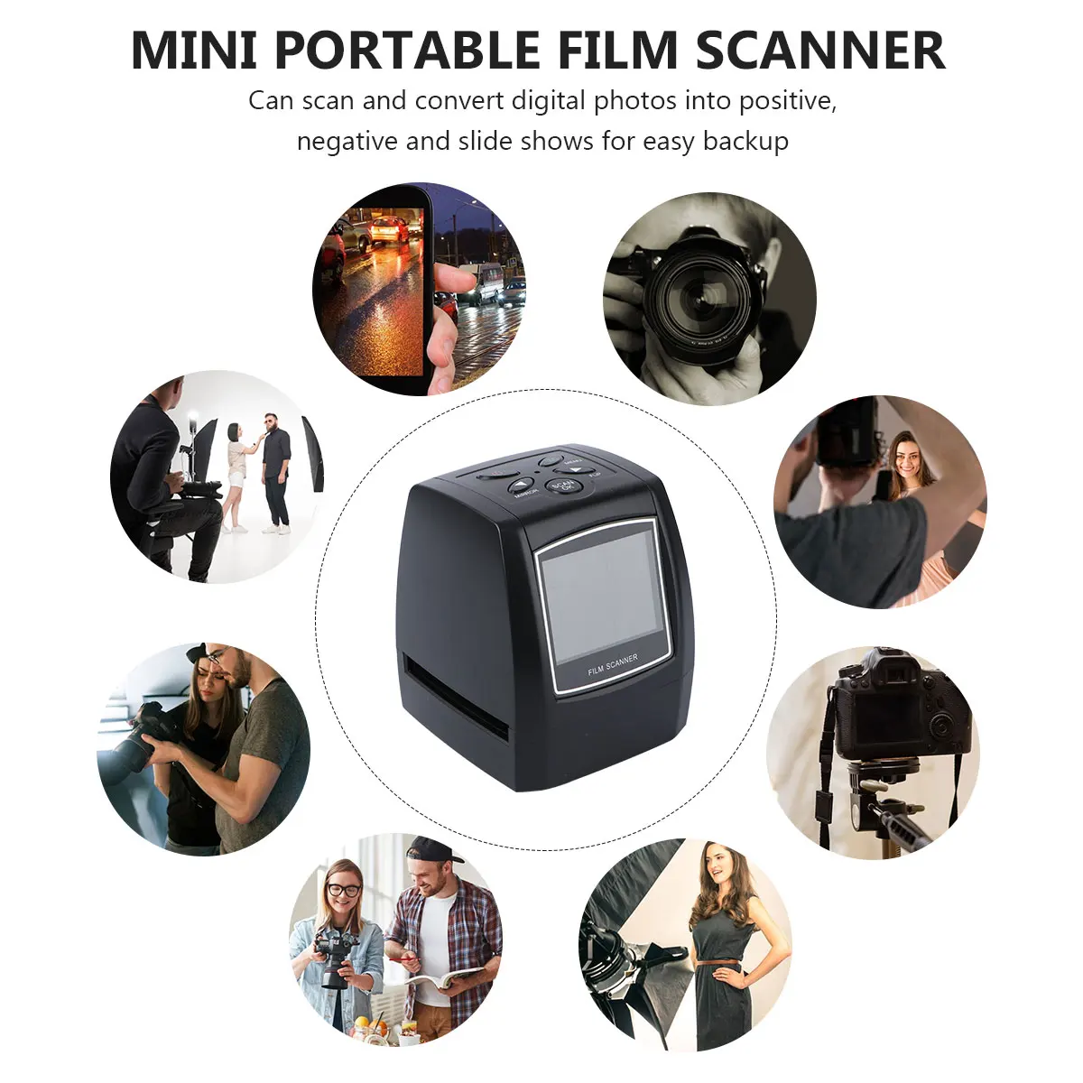 

35Mm 135Mm Slide Film Scanner 5.0Mp 3600Dpi Portable Negative Digital Converter 2.36 Inch Lcd Support 32Gb Card Compact