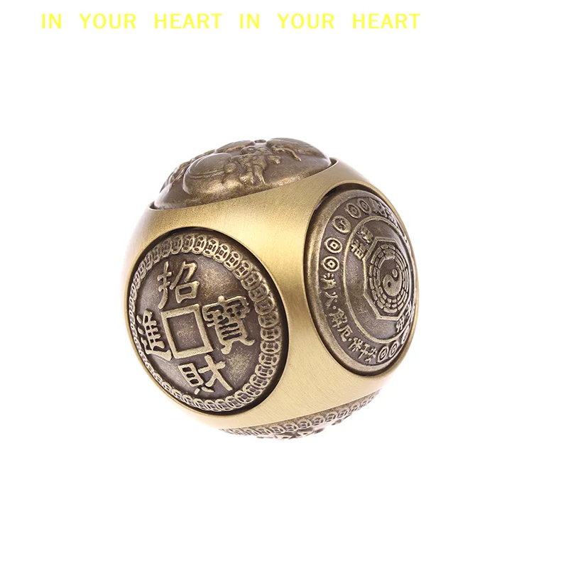 【X】Six-faced Four Blessing Luck Money Fidget Spinner Brass Stress Relief Cube Decompression Ball Fidget Toys Crafts