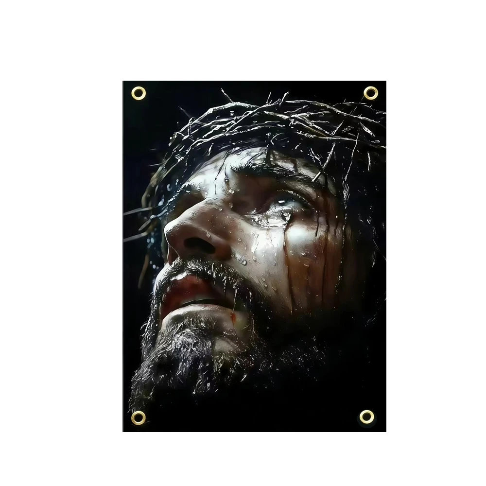 

Jesus Christ Crown of Thorns Flag 2x3ft 3x5ft - Christian Religious Banner Polyester for Indoor Outdoor Church Wall Decor