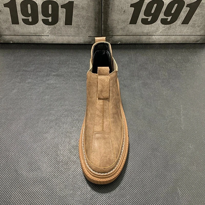 

Vintage British Korean High Top Flat Casual Men's Shoes Autumn Winter Retro Fashion Trendy Men Footwear