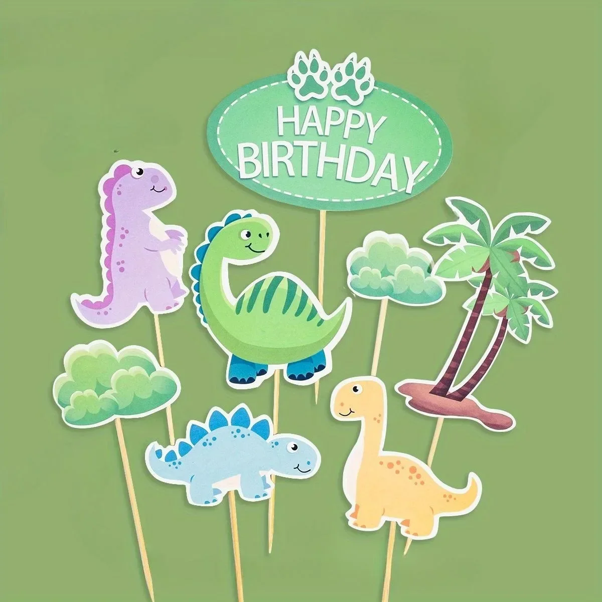 20Pcs Dinosaur Cupcake Toppers Cute Dino Happy Birthday Cake Decoration for 1st Baby Shower Wedding Birthday Party Favors