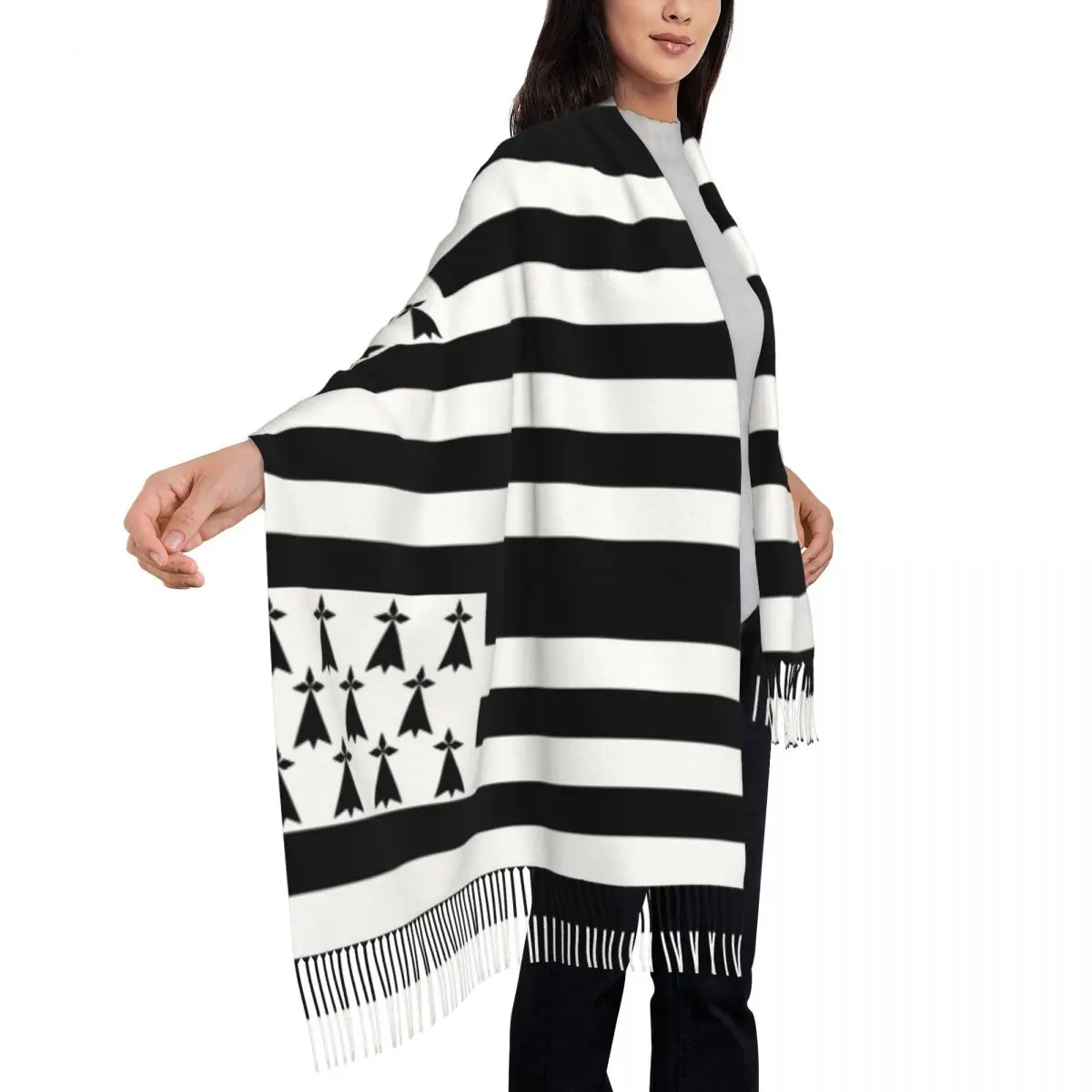 Flag Of Brittany Women's Tassel Shawl Scarf Fashion Scarf