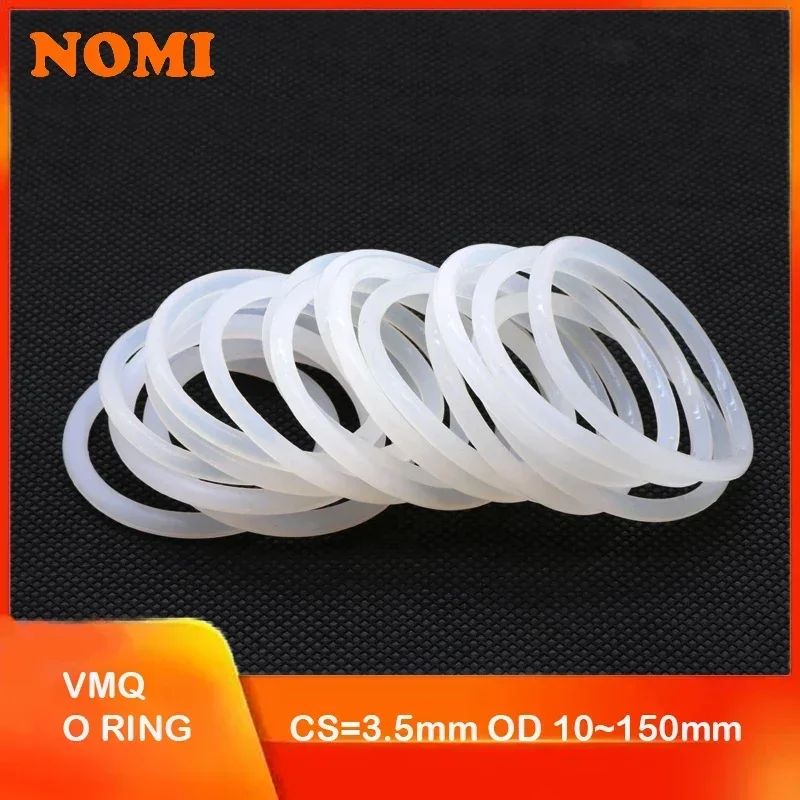 

10/50Pcs VMQ O Ring White Silicone Gasket CS 3.5mm OD 10~150mm Food Grade Waterproof Washer Round O Shape O Ring Silicone Rings