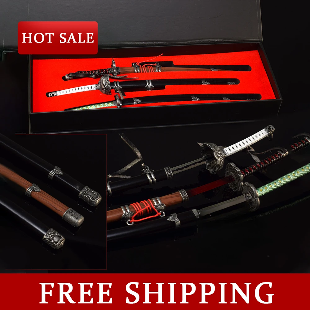 26cm sekiro sombras morrer duas vezes katana anime jogo periférico metal katana 3 pçs caixa de presentes cosplay arma modelo ornamentos brinquedo espada