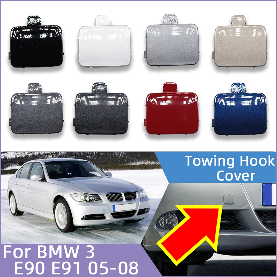 

Car Front Bumper Tow Hook Eye Cover Cap For BMW 3 2005 2006 2007 2008 E90 E91 318 320 325 330 Towing Hauling Lid Painted Trim