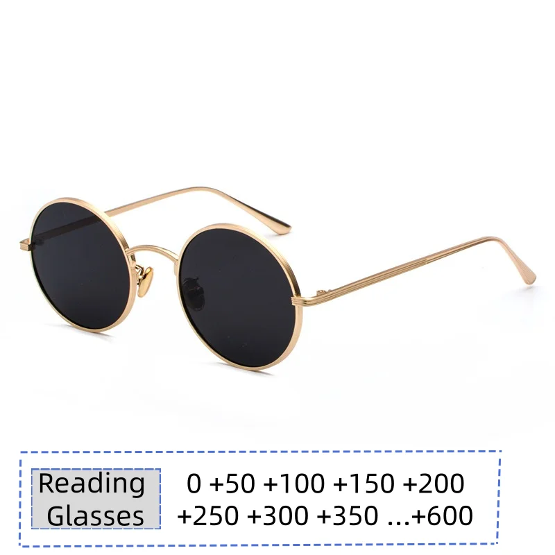 

Men Classic Round Reading Sunglasses Finished Prescription Glasses Black Shade Sun Glasses Readers 0 +0.5 +1.0 1.5 2.0 +6.0