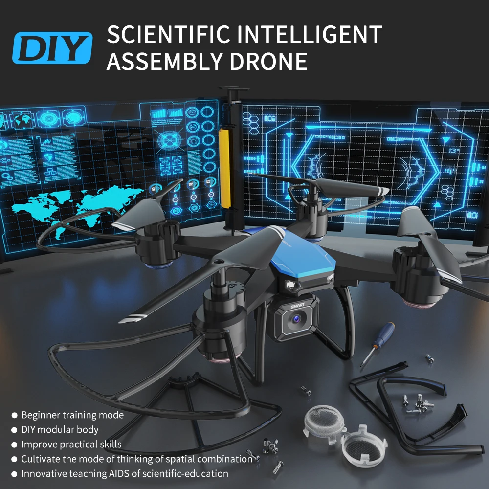 JJRC-Drone H108 Avancé à Monter Soi-Même, Rouleau à 360 °, Une Clé, Décollage et Atterrissage, Vol Spin, 4 Rotors, Caméra 4K pour Touristes, Vidéo pour Jouets pour Enfants