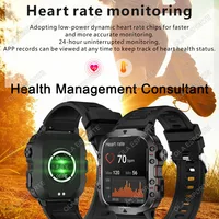 Nouvelle montre intelligente militaire 2026 pour hommes, IP67 3ATM, tracker de forme physique pour sports de plein air, moniteur de pression artérielle, appels BT, montre intelligente GPS 5