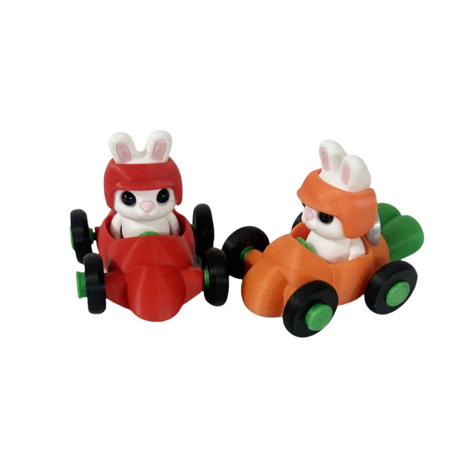 

New Style 3D Printing Rabbit Carrot Car Toy Ornaments Creative Stress Relief Animal Cart Desktop Decorations Children Toys Gifts