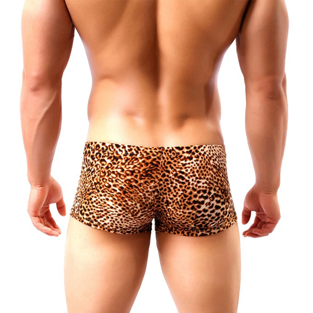 Men Trunks Leopard Print Boxers Briefs Underwear Short U Convex Panties Fitness Shorts Mens Underpants Ropa Interior Hombre