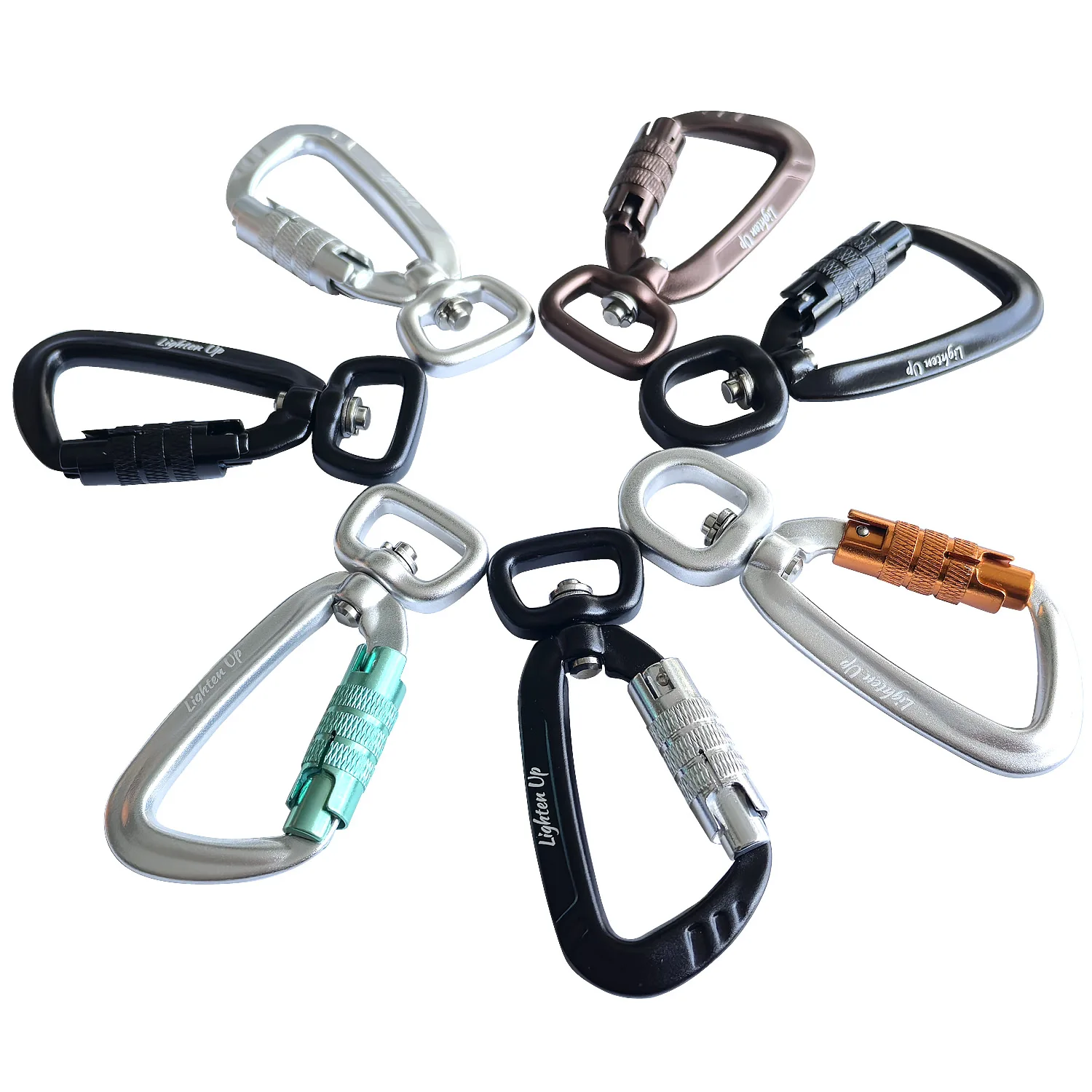 4PCS D Shape Swivel Carabiner Clip Pet Leash Hook Rotatable Spinner Carabiner Small Auto Locking Carabiner Hammock Hanging Clip