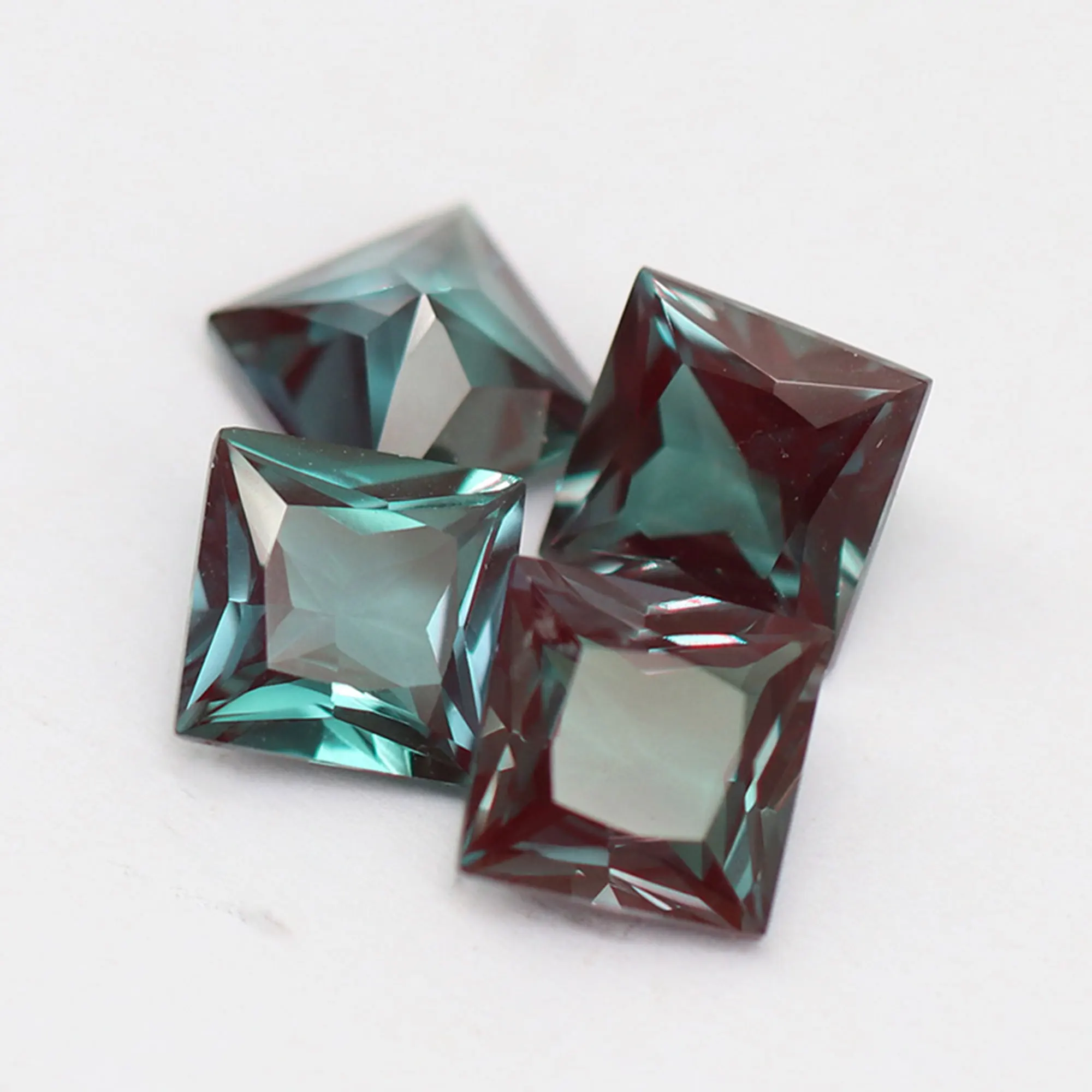 Lab Grown Alexandrite Faceted Gemstone,Princess Cut Square Color Change Stone,June Birthstone,DIY Loose Gemstone 4140029