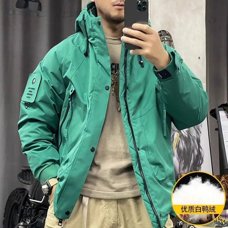 Men's Winter Zipper Punch Coat Thickened Warm Short Jacket Loose Fashion Design Premium Soft Comfortable Versatile Trend Brand