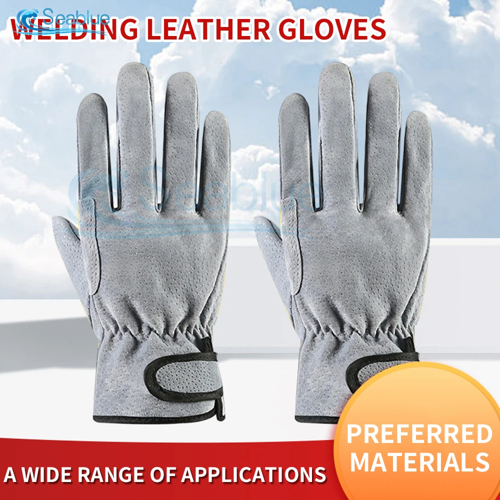 1 Pair Work Gloves Cowhide Leather Welding Gloves Heat Resistant Security Protection Safety Work Gloves For Welder