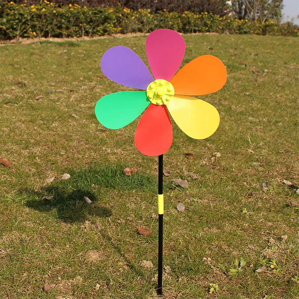 

4pcs Colorful Windmill Garden Decor Waterproof Pinwheel Small Wooden Lawn Ornament Scenic Area Square Decoration Gift Children