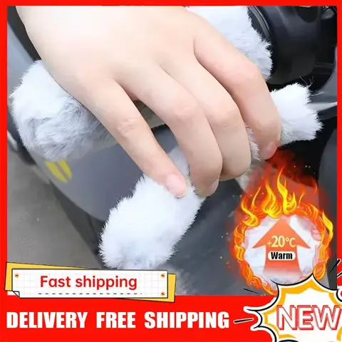 New Plush Fleece Handlebar Covers for Motorcycle Bike Scooter Winter Warm Windproof Cold Weather Protection Accessories
