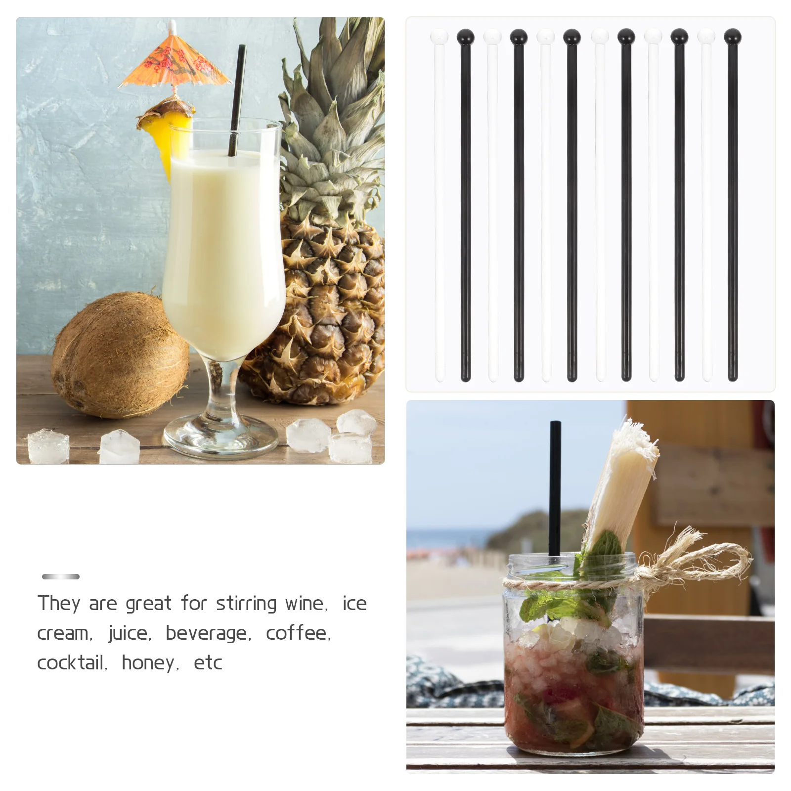 

48Pcs Kitchen Stirring Rods Ergonomic Design Safe Smooth Surface for Coffee Cocktail Juice Bar Stirrer Stirring Rod