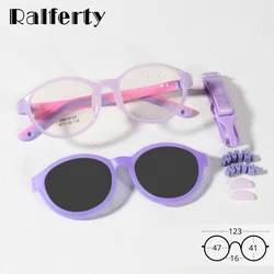 Ralferty 2 in 1 Clip On Glasses Kids Polarized Flexible Children's Sun Glasses Anti-glare Round uv400 Sunglasses for Baby Oculos
