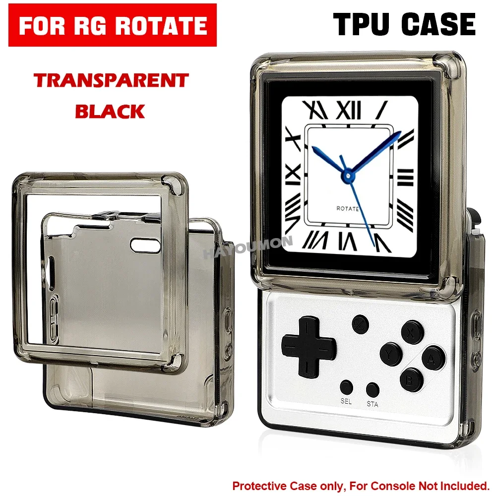 Clear Black TPU Game Console Case For Anbernic RG Rotate Shockproof Protective Cover Transparent Soft Shell Gaming Accessories