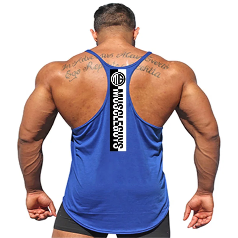 Vest Muscle Fashion Sleeveless Brand Gym Mens Back Tank Top Stringer Clothing Bodybuilding Singlets Fitness Workout Sports Shirt