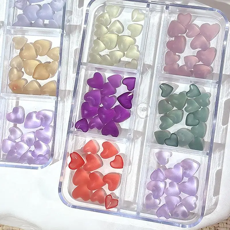 Heart Nail Charms UV Light Sensitive 6 Grids Color Change Decorations Nail Art Accessories For Stylish DIY Manicure Women