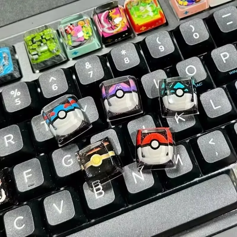 Pokemon Pokeball Keycap Mechanical Keyboard Resin Transparent Keycap Pokemon Ball Great Master Ultra Safari Ball Gift Fifth Wave