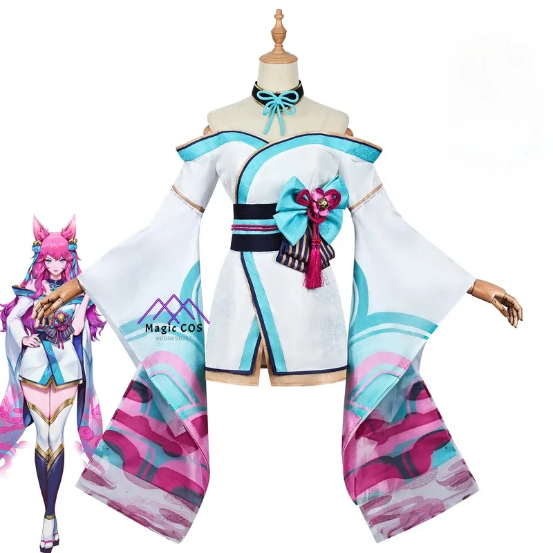 

Ahri New Arrival Cosplay Costume Spirit Blossom League of Legends Game Anime Outfit with Wig for Women Girls Halloween Cosplay