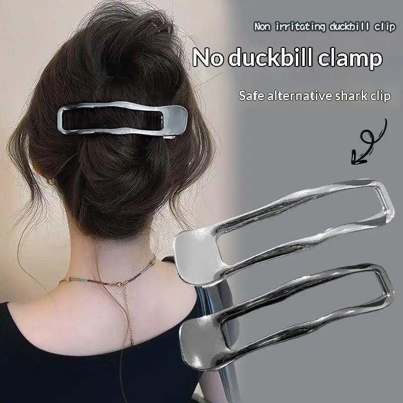 Hohle rechteckige Haarklammern aus Metall, rutschfeste Haarspangen, geometrische Haaraccessoires für den Alltag. – Detail 1