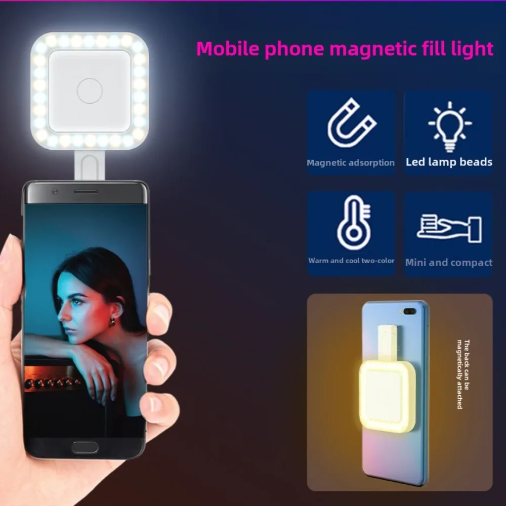 for Magnetic Selfie Light 2In1 Adjustable 180° Flip Phone Bracket Led Fill Light For MagSafe iPhone 15 14 13 12 Android Makeup