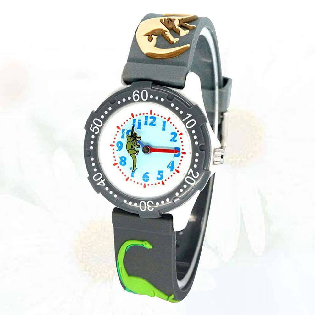 

Cartoon Watch Creative Dinosaur Design Waterproof Quartz Wristwatch Grey Unique and Comfortable Birthday Present