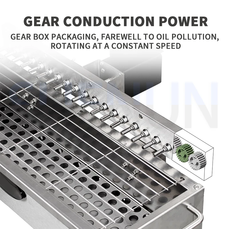 الخيزران عصا شواية باربيكيو التلقائي بالكامل الدورية الشواء في الهواء الطلق المنزل متعدد الوظائف الشواء 20 أسياخ 40 أسياخ