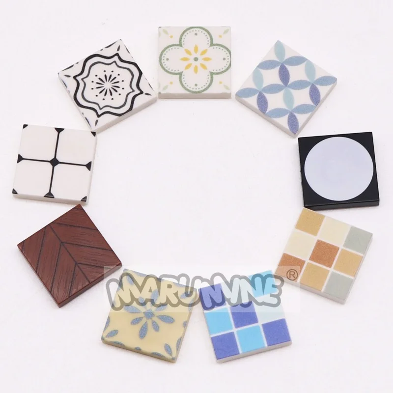 MARUMINE MOC City Blocks Floor 2x2 Printed Tile House Street View Building Bricks DIY Parts Accessories Compatilbe with 3068