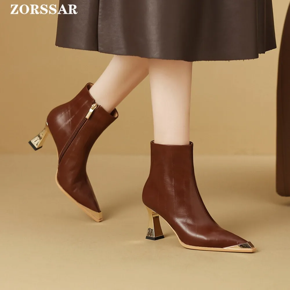 

2025 New Brand Women Short Boots Fashion Pointed Toe Ladies Elegant Thin Heels Suede Ankle Boots Thin High Heel Dress Pumps Shoe