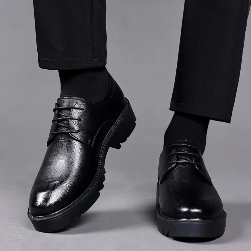 Hidden Heel 8/10CM Cow Leather Men Shoes Office Work Elevator Shoes Brand Man Business Oxfords Footwear Suit Shoes Lift Sneakers