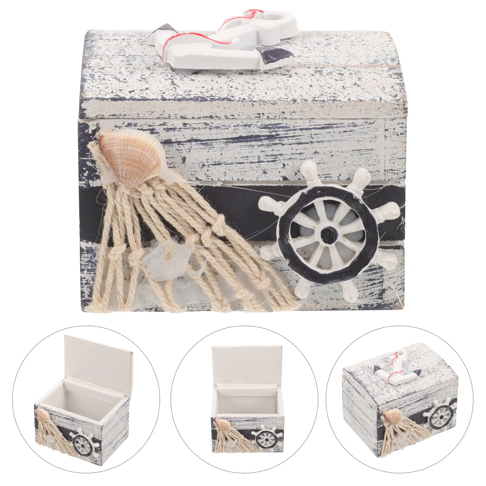

Mediterranean Style Jewelry Organizer Wooden Jewelry Box Large Capacity Ring Pendant Storage Case Trinket Storage Box