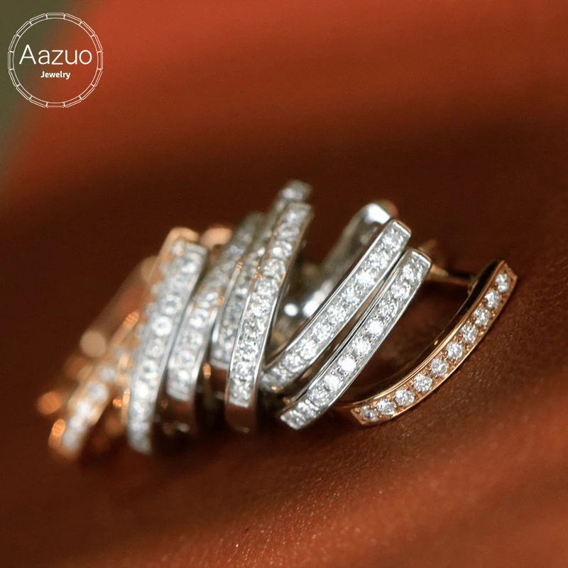 

Aazuo Real 18K White Gold Rose Gold Real Diamond 0.16ct Fairy Classic U Shape Hook Earrings gifted for Women Wedding Party Au750