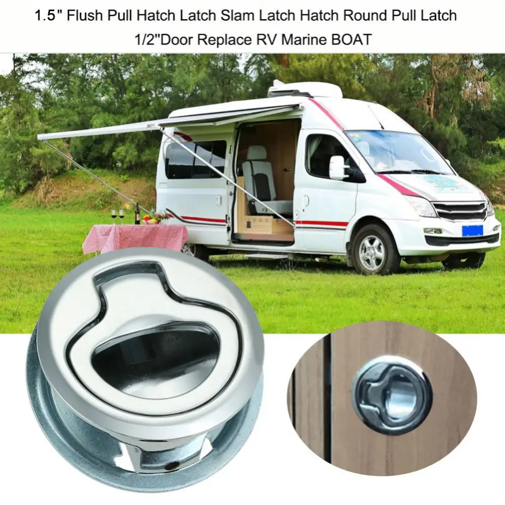 1.5 Inch RV Yacht Flush Pull Slam Lock Stainless Steel Door Slide Lock for Boat Deck Hatch Door Camper Car Accessories