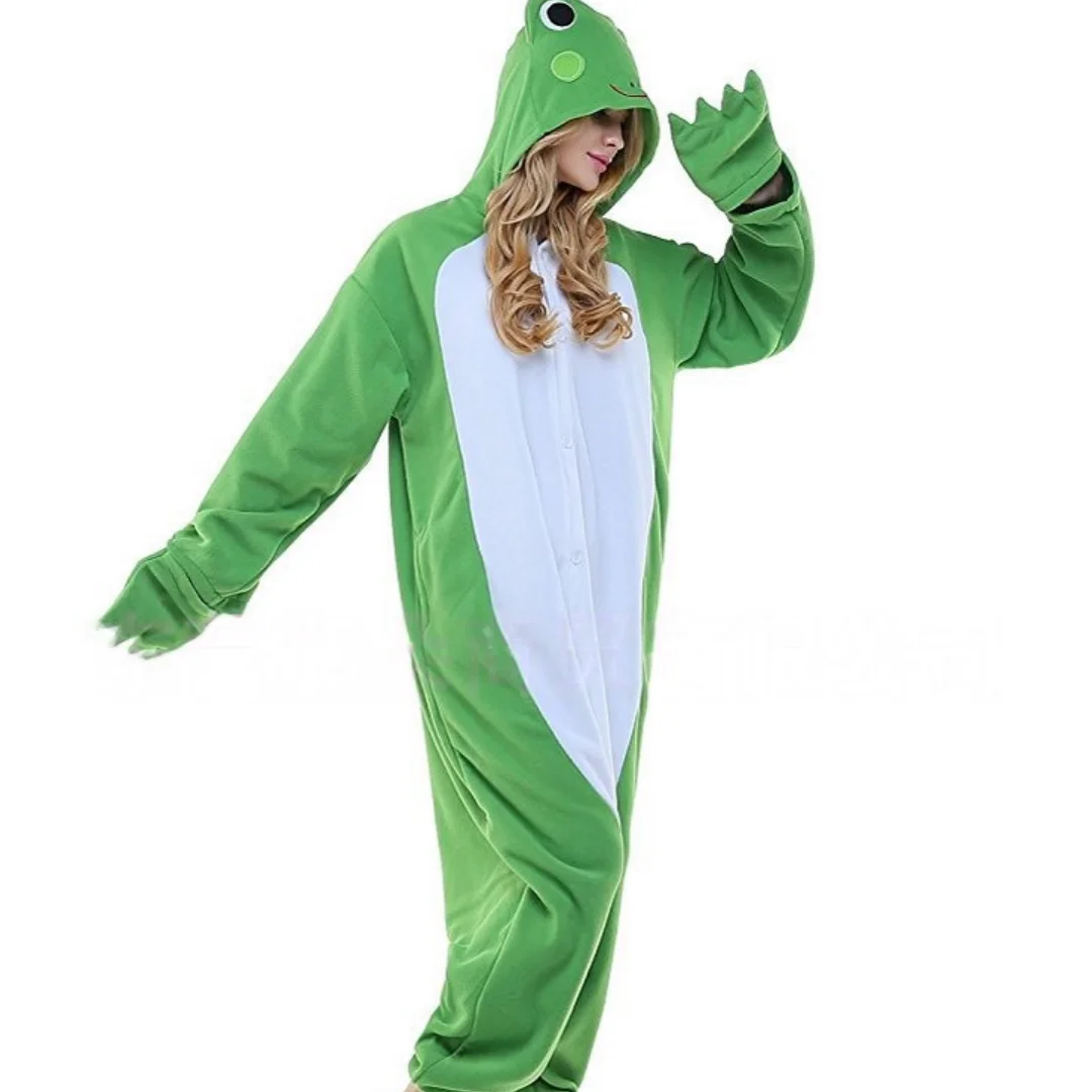 لطيف الأخضر الضفدع منامة الشتاء الكرتون الحيوان المنزل ارتداء قطعة واحدة ثوب النوم المرجان برنس حمام ناعم هدايا عيد الميلاد للنساء الرجال