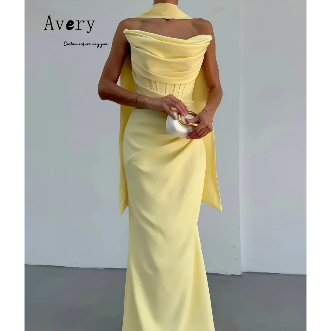 

Avery Custom Yellow Fishtail Sweetheart Off the Shoulder Luxurious Women's Evening Dresses for Events Elegant Gown Gala Dress