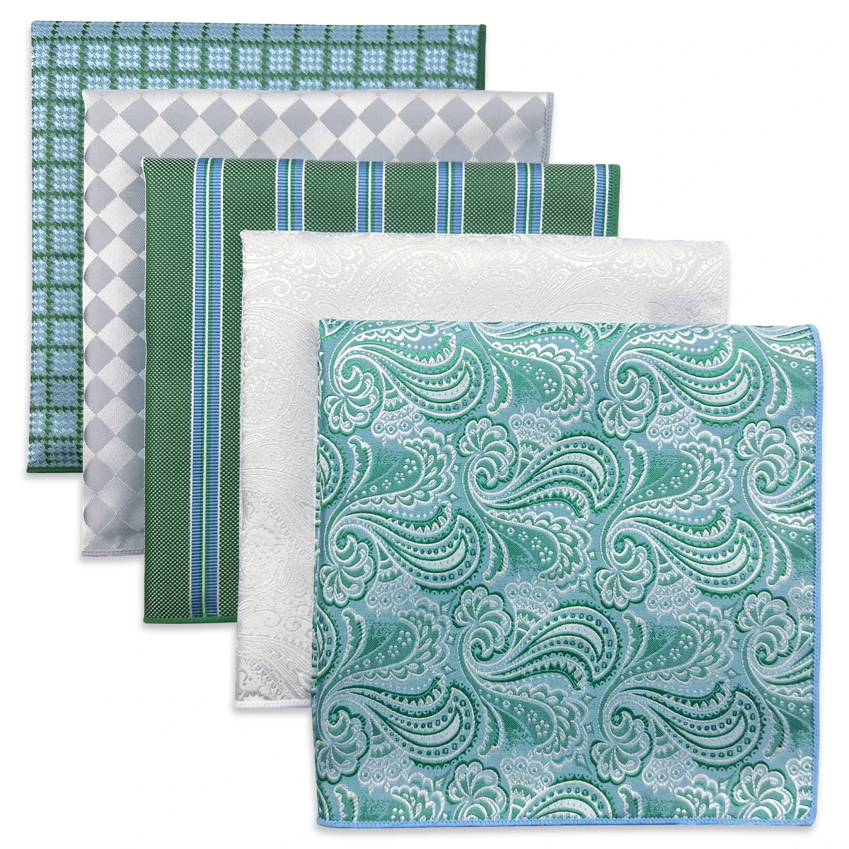 5 Pack Set Men's Pocket Square Handkerchief, Assorted Designs