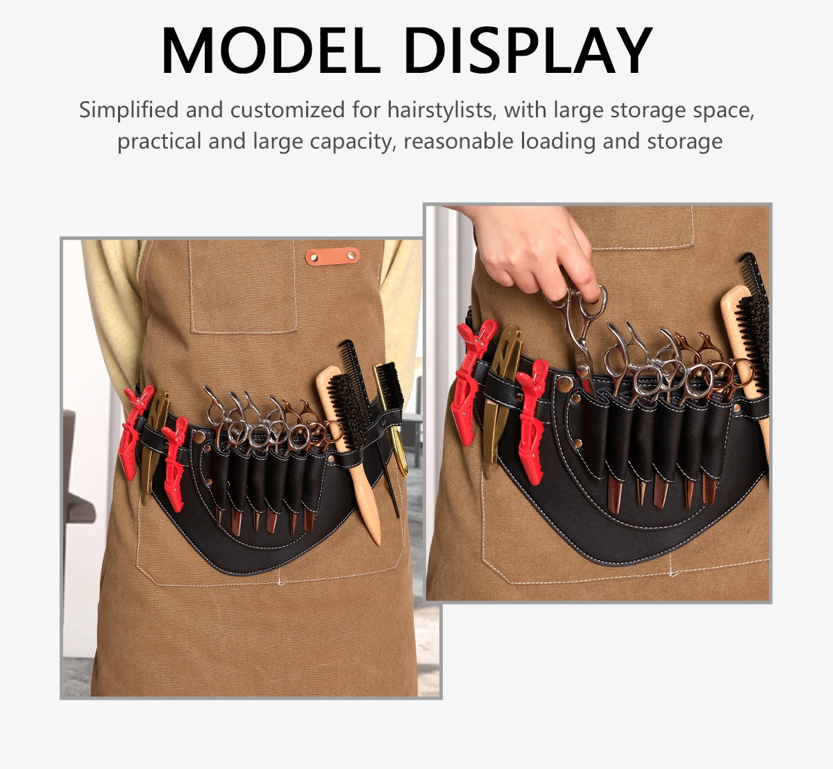 Hüfttasche für Friseurscheren | Werkzeuggürtel-Organizer mit mehreren Taschen, robuster, verstellbarer Nylongürtel für Salon, Friseursalon, Friseursalon – Detail 10