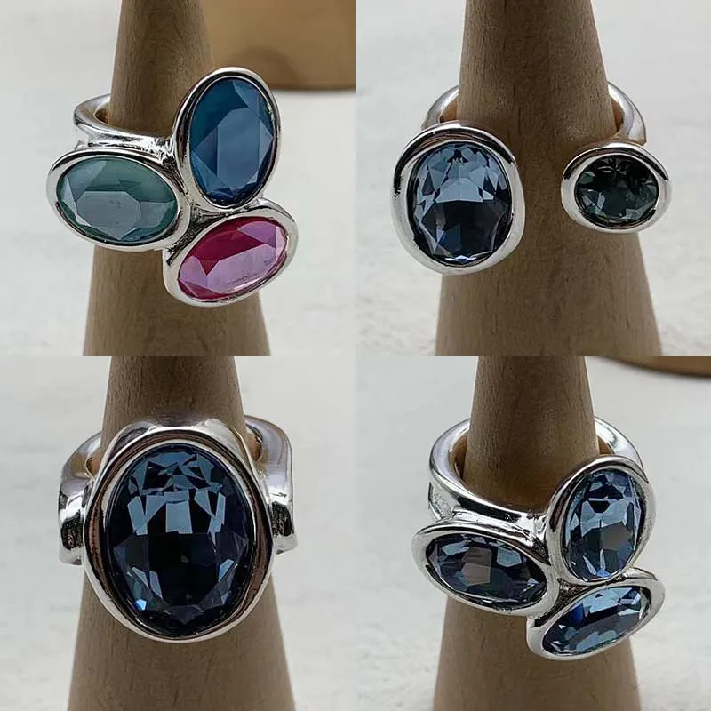 Hot Selling Spanish Original Design Fashion Electroplating 925 Silver Popular Creative Punk Crystal Ring Holiday Jewelry Gift