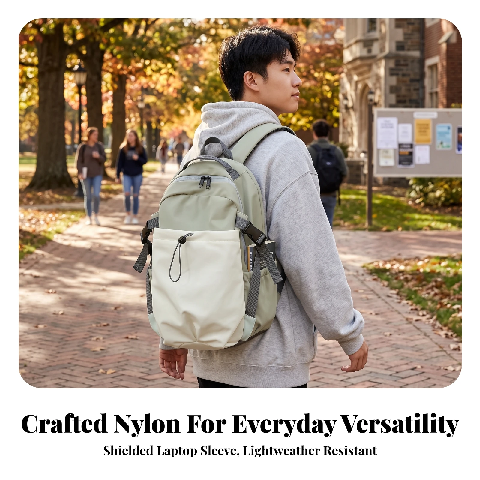Backpack with Laptop Compartment Casual Backpack with Drawstring Pocket Daypack Comfortable Rucksack Lightweight for Commuters
