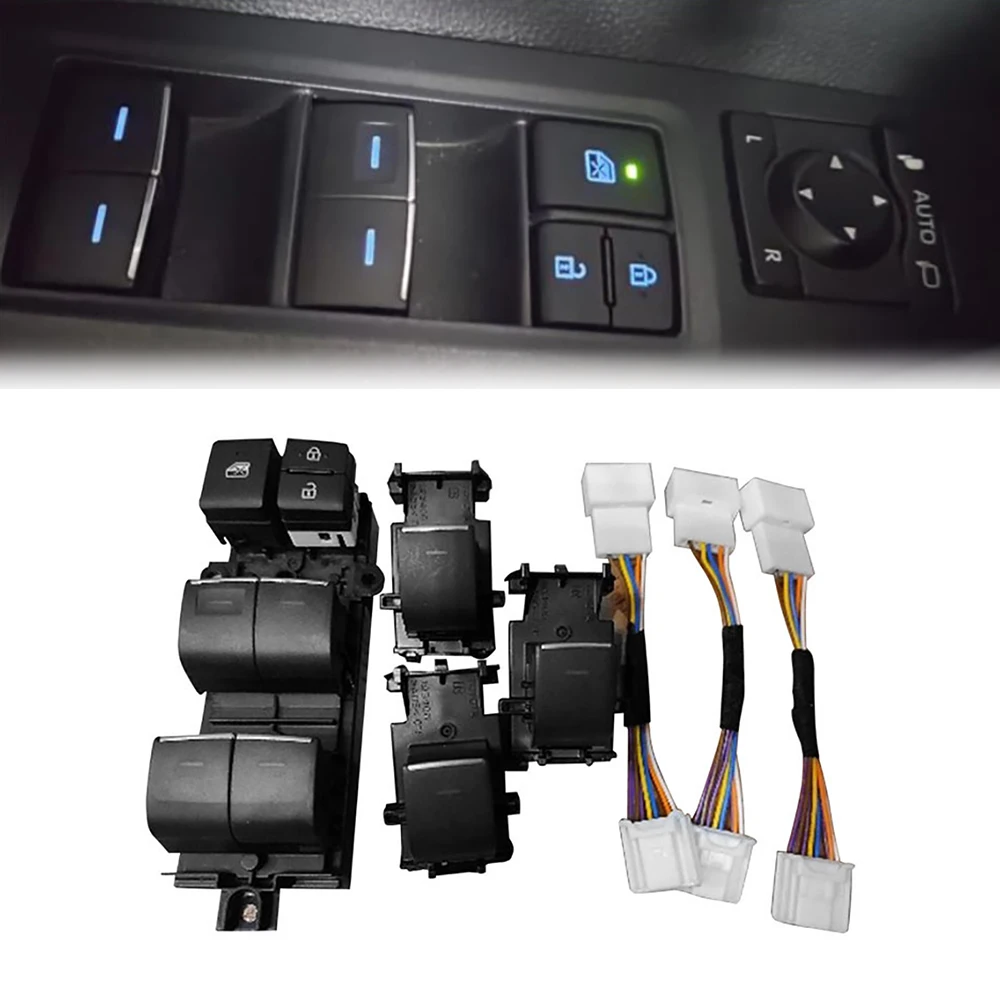 

1Set Blue LED Power Window Lifter Switch Button With Cable For Toyota RAV4 RAV 4 2019 2020 LHD Backlight Upgrade-N25R
