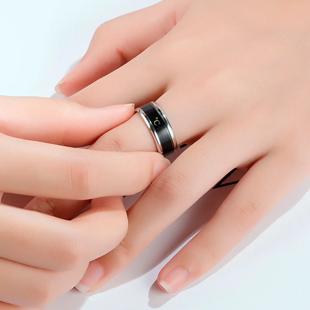 

1pc Smart Temperature Display Ring Titanium Steel Durable Chic Fashion Accessory Comfortable Unique Gift Intelligent for Smart