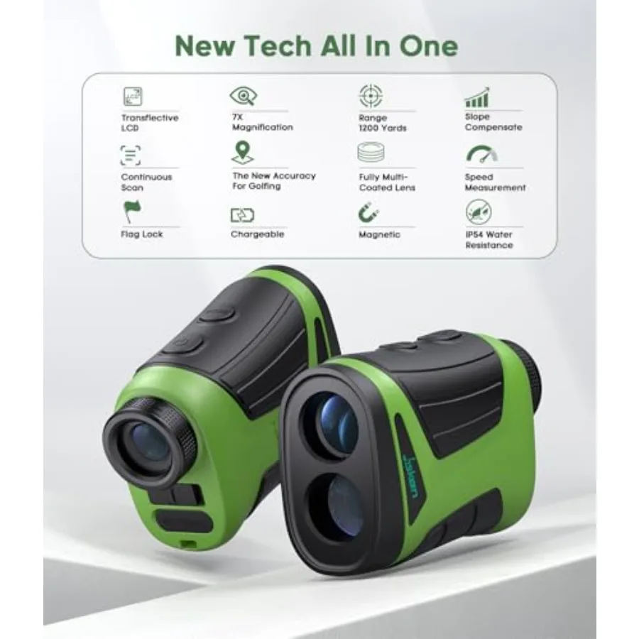 Pro Laser Golf-afstandsmeter met helling Magnetisch 1200 yards 7X vergroting Vlaggenmast Vergrendeling Oplaadbare afstandsmeter voor Prec